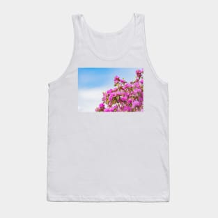 Vibrant Pink Rhododendron Blossoms and Blue Sky Tank Top